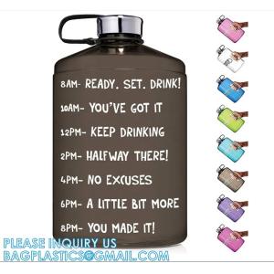 Gallon Water Bottle With Time Marker BPA Free, Motivational Large Water Jug Leak