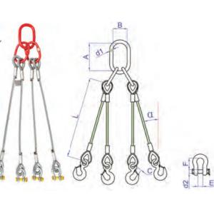 Galvanized Steel 48mm 4 Way Wire Rope Slings Lift Sling