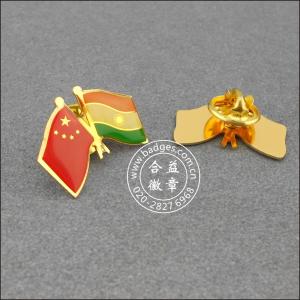 Cheap flag badge Epoxy gilded copper etching China-Indian national flag badge GQ05 for sale
