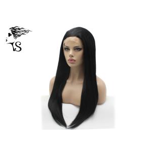 Silky Straight Black Synthetic Lace Front Wigs with Large Density for Celebritys