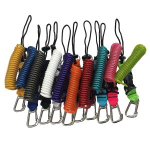 China Stainless steel wire coil landyard with carabiner for underwater camara photo equipment on sale