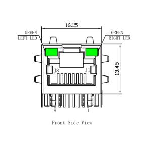 JX10-0045NL , LPJ6277AWNL Rj45 Magnet Jack 10/100Base-T Latch-up Shield W/LED