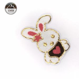Cheap Caring Bunny Custom Chenille Patches / White Rabbit Patch 17*21.5CM Size for sale