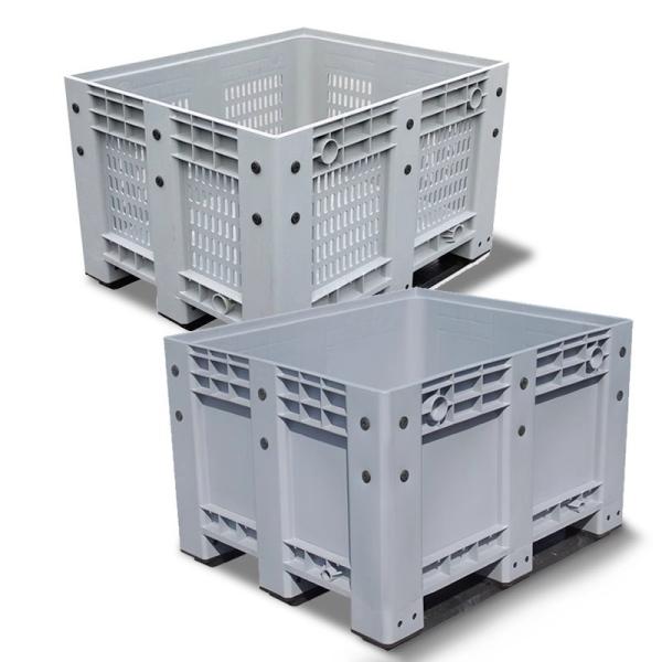 Quality Big Bulk Container, Large Plastic Pallet Box Container With Lid / Cover & Wheels Or Without Heavy Duty Industrial Use Folding Plastic Pallet Box Plastic Stackable Collapsible Pallet Crates wholesale