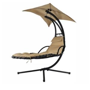 Relaxation at Its Best Hanging Chaise Lounger Chair with Canopy and Arc Stand
