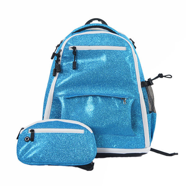 Quality Trendy Custom Cheer Backpacks / Blue Glitter Backpack With Computer Interlayer wholesale