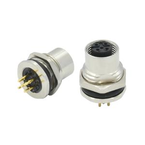 Waterproof M12 Panel Mount Connector IP67 A B D Code 3-17 Pin