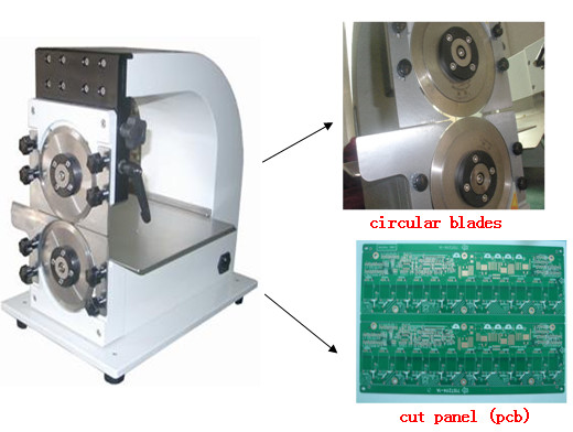 Pizza Wheel Motorized V-Cut LED PCB Depanel Machine With Two Round Blades