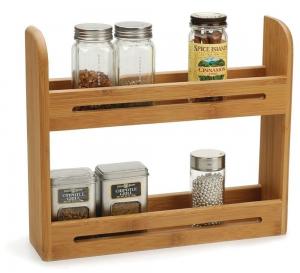 Cheap Kitchen Jars Bamboo Spice Rack Holder Wooden Shelf Counter Top 39.67x12.2x38.1 Cm for sale