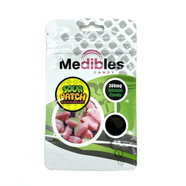 Gummies 300mg Three Side Seal Bag Biodegradable ziplockk Plastic Bags With Handle Hole