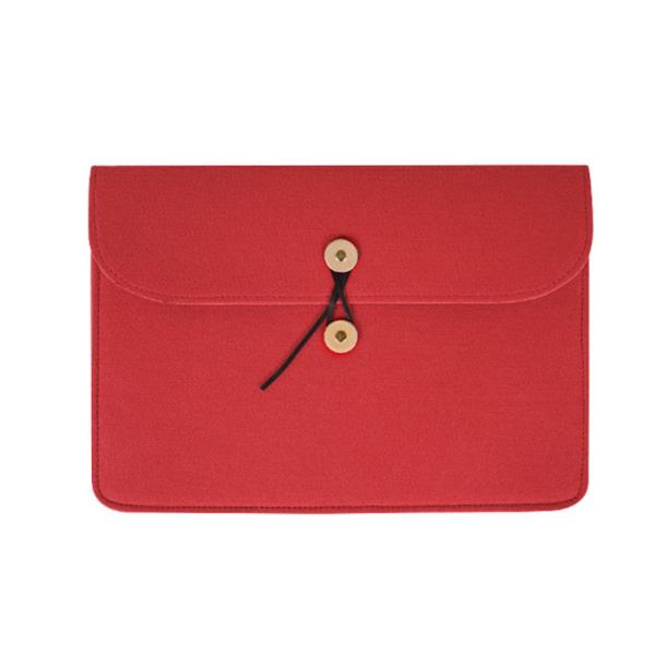Quality Free Sample Red Felt Laptop Sleeve Case Cover Bag With Button Decoration wholesale