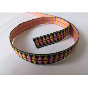 1.5cm Custom Jacquard Ribbon / Polyester Jacquard Webbing Flat Machine Knitting