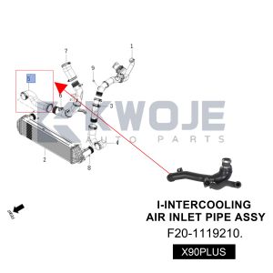 OEM F20-1119210 Auto Parts I-INTER COOLING AIR INLET PIPE ASSY For Chery Jetour
