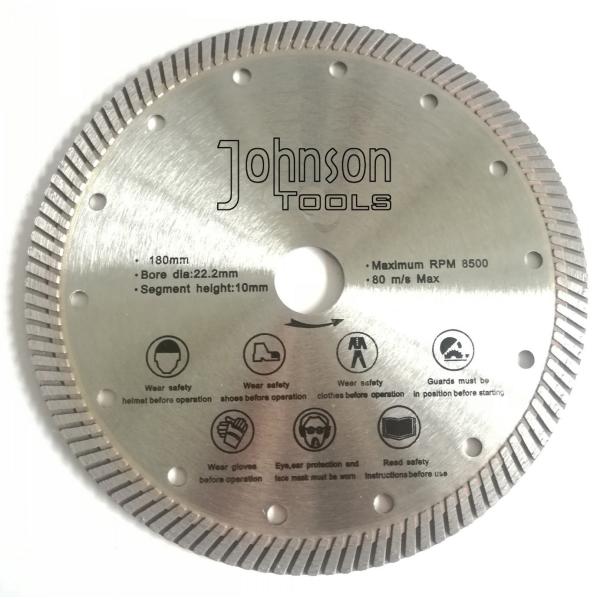 Diamond Stone Cutter Blade For Dry And Wet Cutting , 7" Sintered Turbo Saw Blade