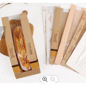 Reusable Kraft Paper Plastic Bread Bags With Window Biodegradable Odm