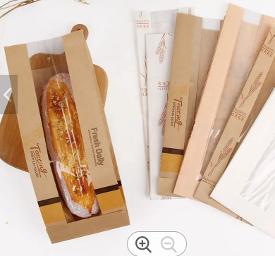 Quality Reusable Kraft Paper Plastic Bread Bags With Window Biodegradable Odm wholesale