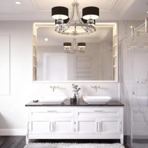 Customized Euclidean White Bathroom Cabinet with Stainless Steel Tower Rack