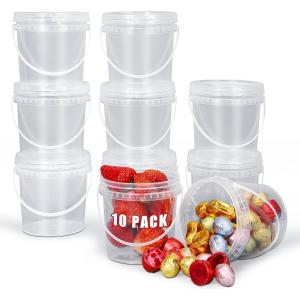 Disposable PP Clear Party Mick Tea Bucket 1000ml Plastic Cup With Handle And Lid