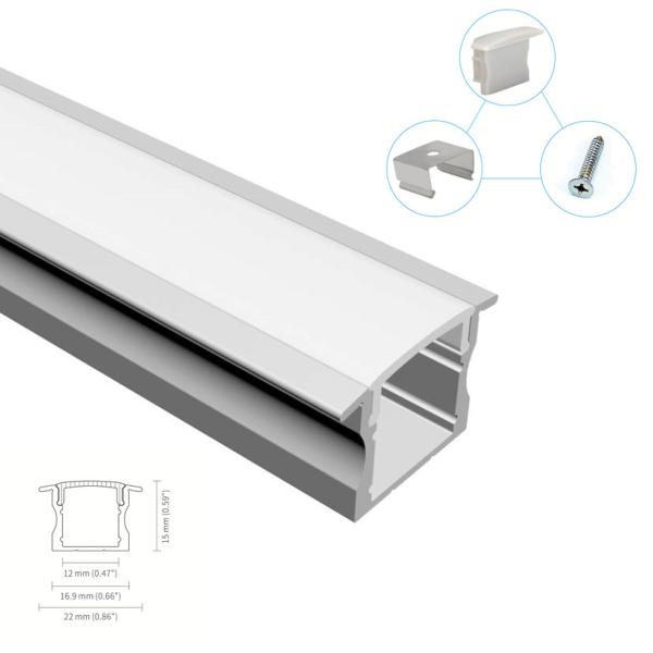 Quality Standard 2m 2.5m Recessed Aluminum LED Profile With PC Cover wholesale