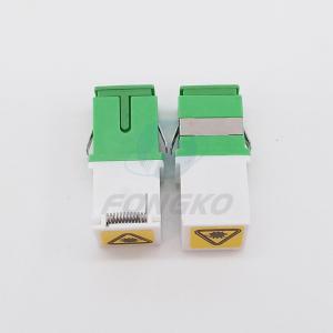White Auto Shutter Single Mode SC APC Coupler Optical with Metal Shrapnel Green