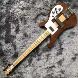 Custom Walnut Wood Neck Through Body Electric Bass with Active Pickup 4 Strings