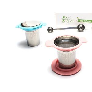 Double Handle Reusable Stainless Steel Teapot Infuser Basket With Lid