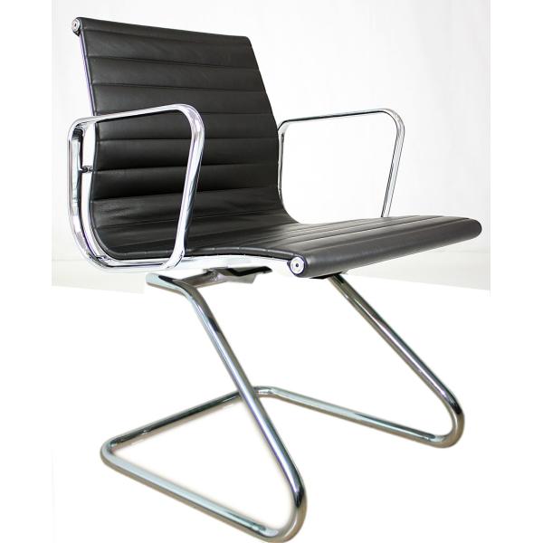 Quality Net Weight 15.9Kg Executive Leather Office Chair With Fix Bow Chrome Plated Iron Leg wholesale