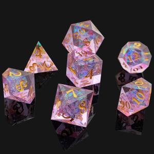 Purple Resin Dice 7PCS DND Dragon And Dungeon Polyhedron Sharp Edge
