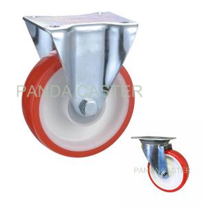 SGS 6 Inch Rubber Caster Wheels , Red Fixed Industrial Trolley Wheels