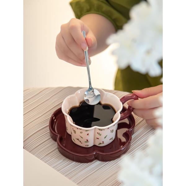 Vintage Afternoon Tea Flower Shaped Tea Cups And Saucers Cappuccino Mug Porcelain Set