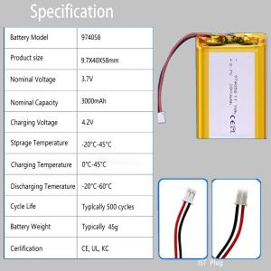 High Discharge Rate Battery 3.7V 3000mah 30C Max60C Rechargeable Lipo Battery