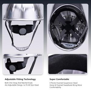 4 Points Metal Shell Silver Lightweight Safety Helmet For Electrical Work OEM