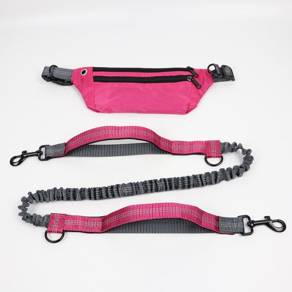 Pet Reflective Hands Free Leash With Waist Bag And Telescopic Adjustment Dog