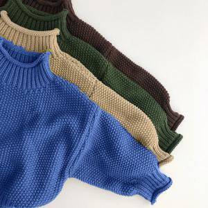 Custom Baby Turtleneck Sweater Hand Knitted Cotton Pullover Chunky Sweater