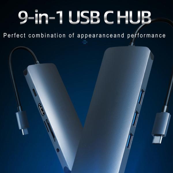 USB 3.0 Station Usb C Hub Smart Adapter / Memory Card Hub with 5Gbps Data Transfer Speed