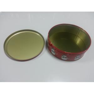 Cylinder Tin Cookie Container For Christmas Holiday With Lable On Bottom