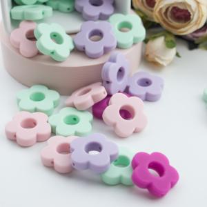 Flower Holes Silicone Teething Bead 4.5cm For DIY Pacifier Clip Chew Necklace