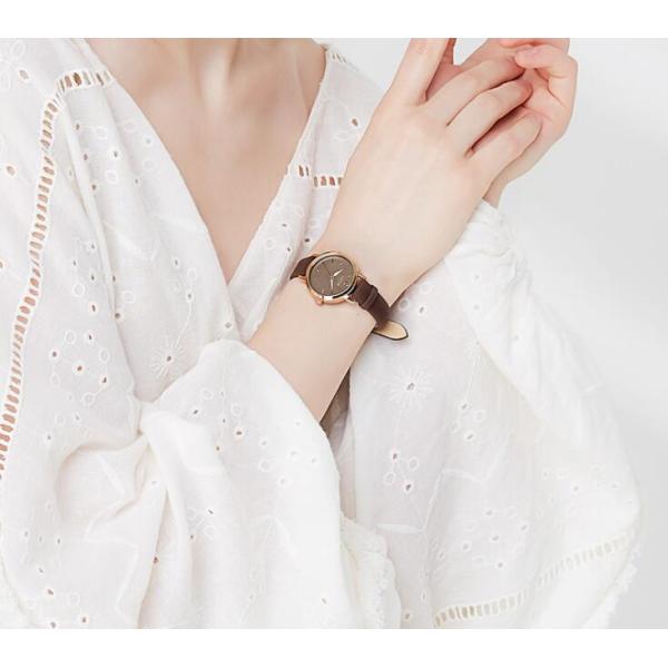 Simple Elegant Leather Strap Watches Womens With Japan Quartz Movement