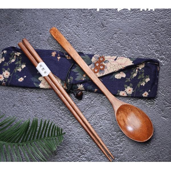 Japanese Style Reusable Wooden Utensils Household Wooden Chopsticks And Spoon