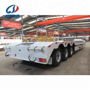 Mechanical Suspension 18m 40ft 3 Axle Low Bed Semi Trailer for Caterpillar