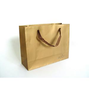 China High Quality Imprinted Brown Craft Wax Paper Carrier Bags For Shopping on sale