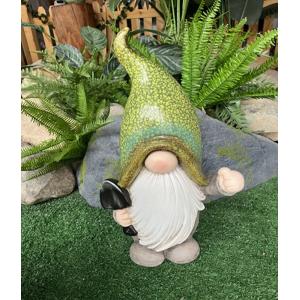 Custom Gnome Magnesium Oxide Garden Statue Rustproof With Green Dots Hat