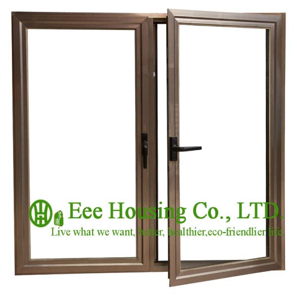Anodized Aluminum Casement Alloy Windows With insect net, Wood color Casement