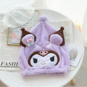 Sanrio Quick-Dry Hair Wrap Cap with Coral Fleece Material and Customizable Size
