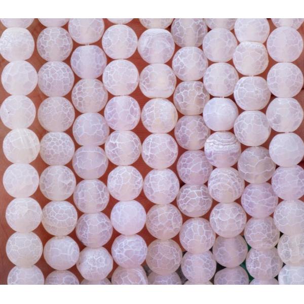 Quality White Weathered Agate Loose Bead Strands Semi Precious Stone Matt Frosted Cracked Agate for DIY Jewelry Making wholesale