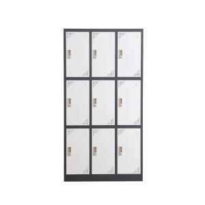 Office 9 Doors Hygienic Metal Lockers With Handle Lock Knock Down Structure