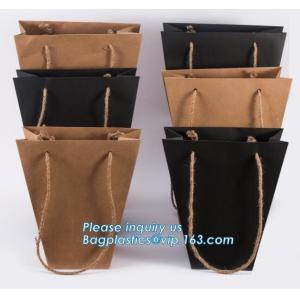 Flower Carrier Bag Customized Pot Plants Kraft Paper Bag With Handle Stamping