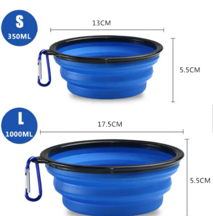 TPE Rubber Slow Feeder Dog Bowl Collapsible Silicone Portable Foldable Raised Dog Bowls