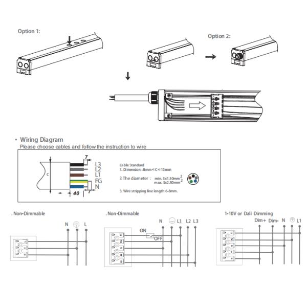 150LM/W Led Batten Strip Lights 5ft Black And White Housing