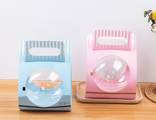 Sweet Delights 700ml Mousse Ball Containers Dual Color PET Dessert For Fruit